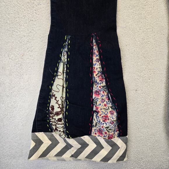 Custom Hollister Patchwork Flare Jeans Juniors 7R (28x32) Dark Y2K Patched - Picture 14 of 16